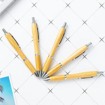 Σχεδιασμός μόδας Pure Bamboo Press Ballpoint Στυλό Business Men Writing Gift Stand Can Make brand Logo 0,5mm