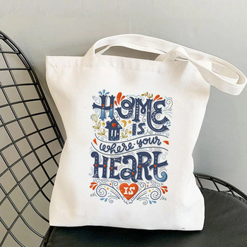 Shopper Home Is Where My Plants Printed Tote Bag γυναικεία τσάντα Harajuku shopper κορίτσι τσάντα αγορών Τσάντα ώμου Lady Canvas Bag