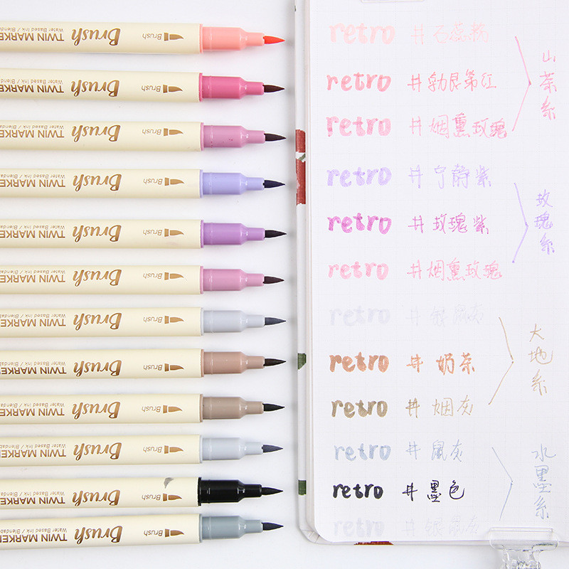 3 kom retro set olovki za kaligrafiju u boji DIY scrapbooking rukotvorine mekani vrh dvostrani markeri za crtanje s finim crtama s natpisima