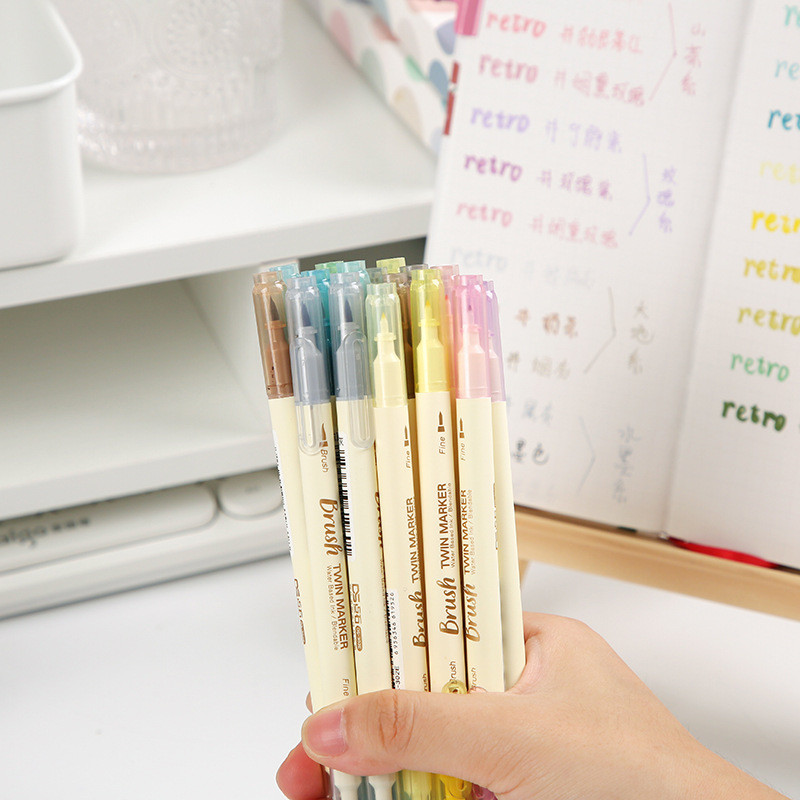 3 kom retro set olovki za kaligrafiju u boji DIY scrapbooking rukotvorine mekani vrh dvostrani markeri za crtanje s finim crtama s natpisima