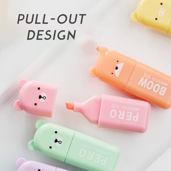 Mini Cute Mouse Macarone Fluorescent Pen Set Четири цвята Пет цвята Шест цвята светъл цвят Студентски маркер за грижа за очите Канцеларски материали