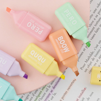 Mini Cute Mouse Macarone Fluorescent Pen Set Четири цвята Пет цвята Шест цвята светъл цвят Студентски маркер за грижа за очите Канцеларски материали