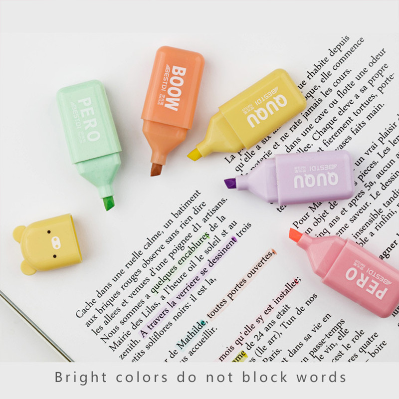 Mini slatki miš Macarone Fluorescentna olovka Set Četiri boje Pet boja Šest boja Svijetle boje Studentski marker za njegu očiju Pribor za pisanje