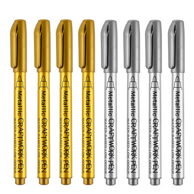 Χρυσά ασημένια στυλό 1,5 mm μαρκαδόροι με βάση το νερό για ζωγραφική βράχου, πέτρα, κεραμικά, μέταλλο, γυαλί, ξύλο, ύφασμα, καμβάς
