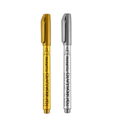 Χρυσά ασημένια στυλό 1,5 mm μαρκαδόροι με βάση το νερό για ζωγραφική βράχου, πέτρα, κεραμικά, μέταλλο, γυαλί, ξύλο, ύφασμα, καμβάς