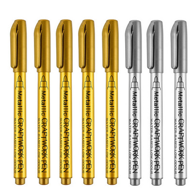 Χρυσά ασημένια στυλό 1,5 mm μαρκαδόροι με βάση το νερό για ζωγραφική βράχου, πέτρα, κεραμικά, μέταλλο, γυαλί, ξύλο, ύφασμα, καμβάς
