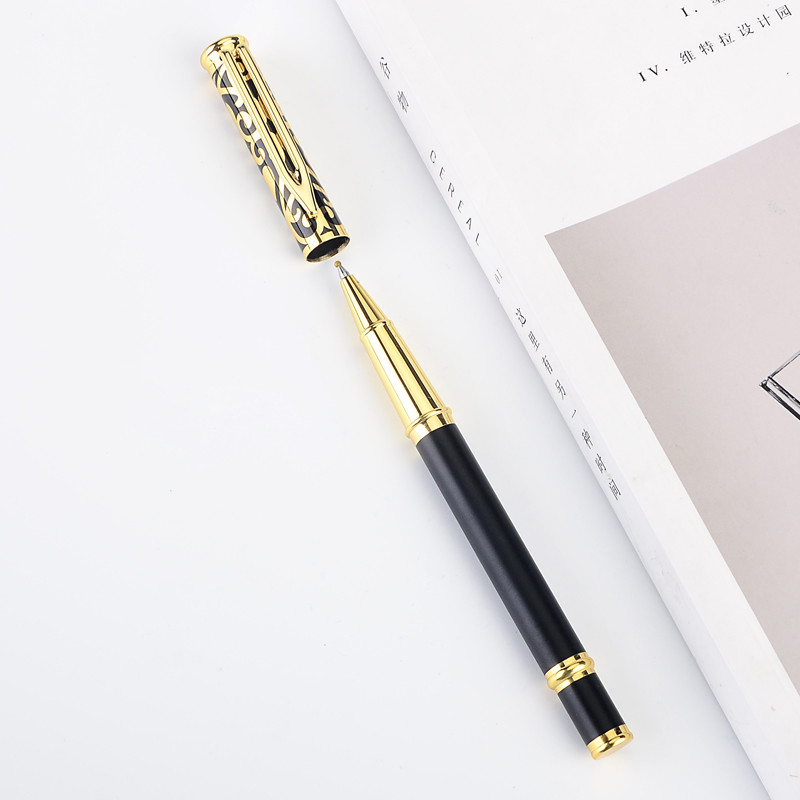 Retro šuplji cvijet, metal, srednja 0,5 mm kemijska olovka, zlatne kopče, olovke, loptice za školsko-učeničko uredsko i poslovno pisanje.