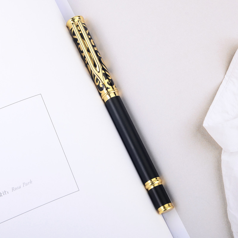 Retro šuplji cvijet, metal, srednja 0,5 mm kemijska olovka, zlatne kopče, olovke, loptice za školsko-učeničko uredsko i poslovno pisanje.