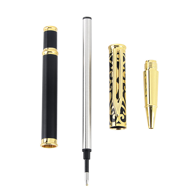 Retro šuplji cvijet, metal, srednja 0,5 mm kemijska olovka, zlatne kopče, olovke, loptice za školsko-učeničko uredsko i poslovno pisanje.