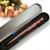 Yushun Creatively Luxury Ballpoint pen with gift box flow oil crystal Zlatna folija Metal Bakar šareni visokokvalitetni zlatni prah