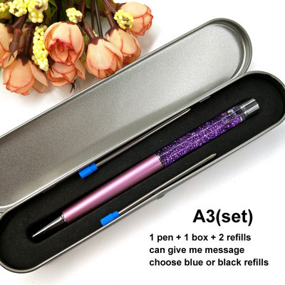 Yushun Creatively Luxury Ballpoint pen with gift box flow oil crystal Zlatna folija Metal Bakar šareni visokokvalitetni zlatni prah