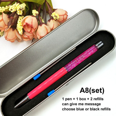 Yushun Creatively Luxury Ballpoint pen with gift box flow oil crystal Zlatna folija Metal Bakar šareni visokokvalitetni zlatni prah