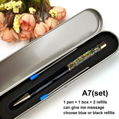 Yushun Creatively Luxury Ballpoint pen with gift box flow oil crystal Zlatna folija Metal Bakar šareni visokokvalitetni zlatni prah