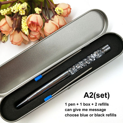 Yushun Creatively Luxury Ballpoint pen with gift box flow oil crystal Zlatna folija Metal Bakar šareni visokokvalitetni zlatni prah