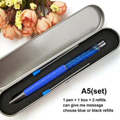 Yushun Creatively Luxury Ballpoint pen with gift box flow oil crystal Zlatna folija Metal Bakar šareni visokokvalitetni zlatni prah