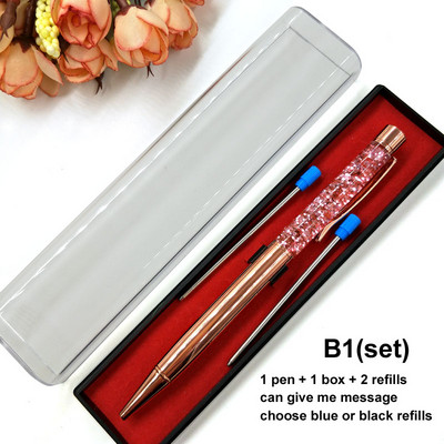 Yushun Creatively Luxury Ballpoint pen with gift box flow oil crystal Zlatna folija Metal Bakar šareni visokokvalitetni zlatni prah