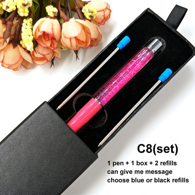 Yushun Creatively Luxury Ballpoint pen with gift box flow oil crystal Zlatna folija Metal Bakar šareni visokokvalitetni zlatni prah