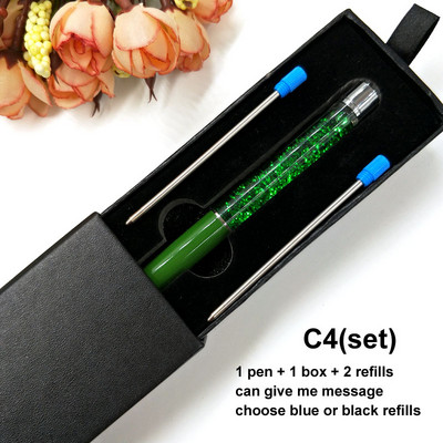 Yushun Creatively Luxury Ballpoint pen with gift box flow oil crystal Zlatna folija Metal Bakar šareni visokokvalitetni zlatni prah