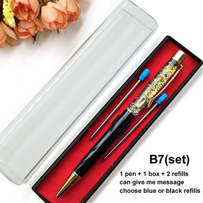 Yushun Creatively Luxury Ballpoint pen with gift box flow oil crystal Zlatna folija Metal Bakar šareni visokokvalitetni zlatni prah