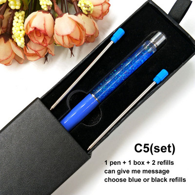 Yushun Creatively Luxury Ballpoint pen with gift box flow oil crystal Zlatna folija Metal Bakar šareni visokokvalitetni zlatni prah