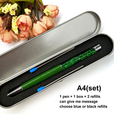 Yushun Creatively Luxury Ballpoint pen with gift box flow oil crystal Zlatna folija Metal Bakar šareni visokokvalitetni zlatni prah