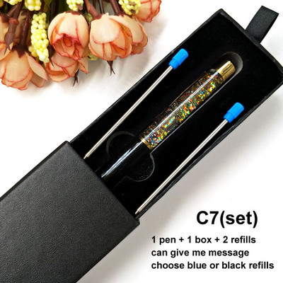 Yushun Creatively Luxury Ballpoint pen with gift box flow oil crystal Zlatna folija Metal Bakar šareni visokokvalitetni zlatni prah