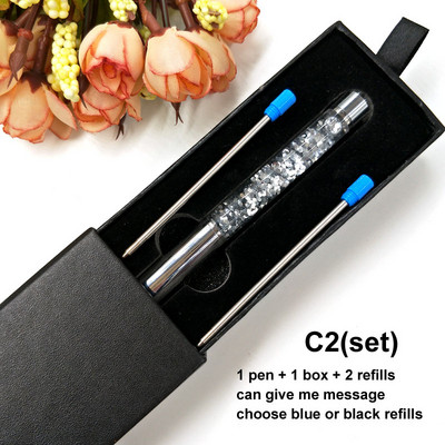 Yushun Creatively Luxury Ballpoint pen with gift box flow oil crystal Zlatna folija Metal Bakar šareni visokokvalitetni zlatni prah