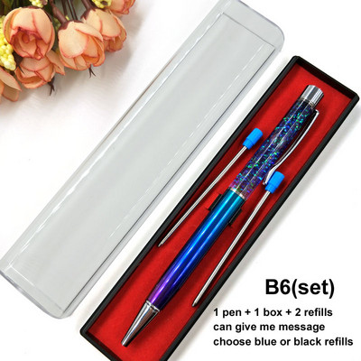 Yushun Creatively Luxury Ballpoint pen with gift box flow oil crystal Zlatna folija Metal Bakar šareni visokokvalitetni zlatni prah