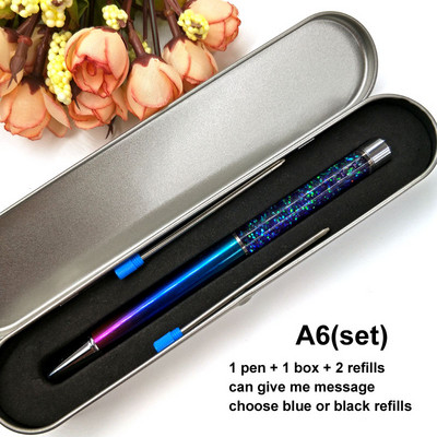 Yushun Creatively Luxury Ballpoint pen with gift box flow oil crystal Zlatna folija Metal Bakar šareni visokokvalitetni zlatni prah