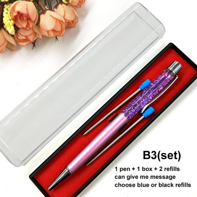 Yushun Creatively Luxury Ballpoint pen with gift box flow oil crystal Zlatna folija Metal Bakar šareni visokokvalitetni zlatni prah