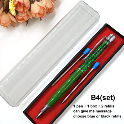 Yushun Creatively Luxury Ballpoint pen with gift box flow oil crystal Zlatna folija Metal Bakar šareni visokokvalitetni zlatni prah