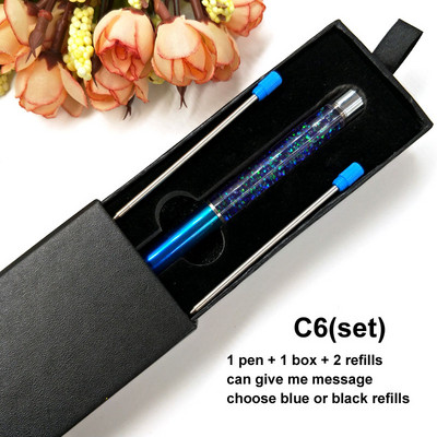 Yushun Creatively Luxury Ballpoint pen with gift box flow oil crystal Zlatna folija Metal Bakar šareni visokokvalitetni zlatni prah