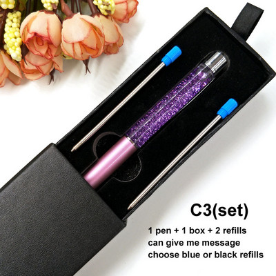 Yushun Creatively Luxury Ballpoint pen with gift box flow oil crystal Zlatna folija Metal Bakar šareni visokokvalitetni zlatni prah