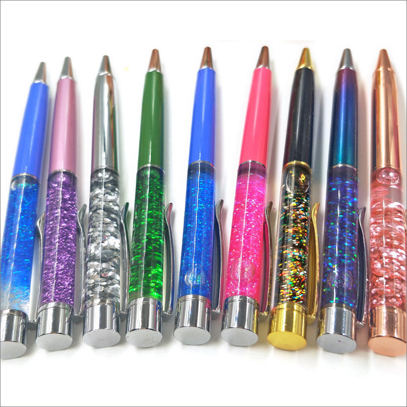 Yushun Creatively Luxury Ballpoint pen with gift box flow oil crystal Zlatna folija Metal Bakar šareni visokokvalitetni zlatni prah