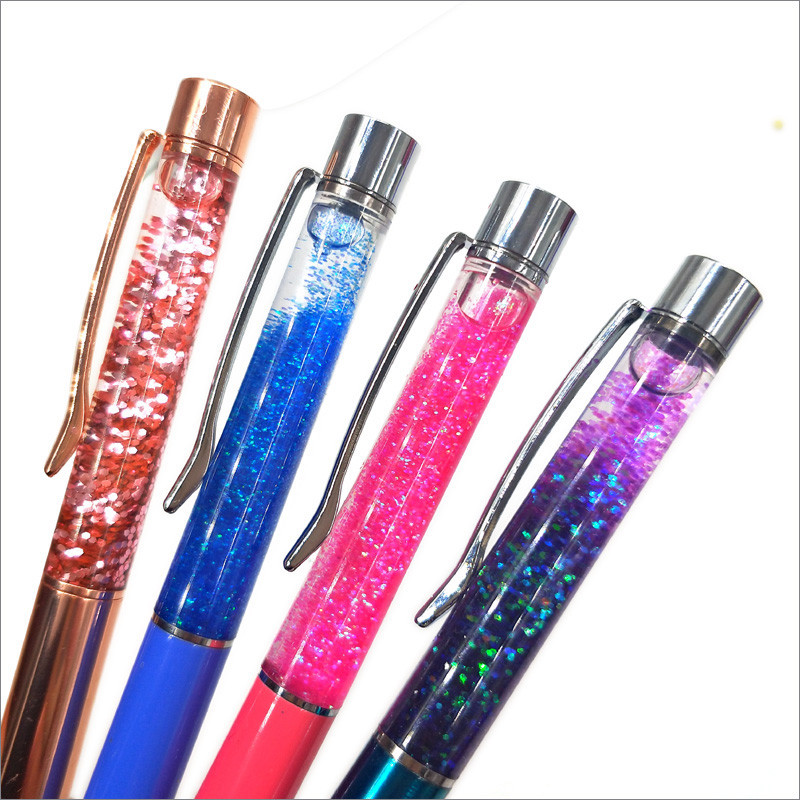 Yushun Creatively Luxury Ballpoint pen with gift box flow oil crystal Zlatna folija Metal Bakar šareni visokokvalitetni zlatni prah
