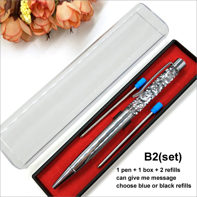 Yushun Creatively Luxury Ballpoint pen with gift box flow oil crystal Zlatna folija Metal Bakar šareni visokokvalitetni zlatni prah
