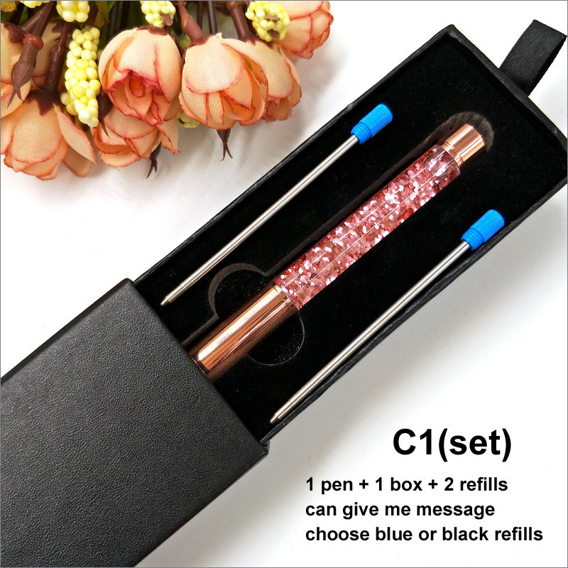 Yushun Creatively Luxury Ballpoint pen with gift box flow oil crystal Zlatna folija Metal Bakar šareni visokokvalitetni zlatni prah
