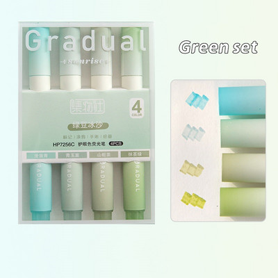 Set de 4 pixuri de evidențiere pentru răsărit treptat de soare, marcator de căptușeală de culoare ușoară, pentru desen, pictură, birou, școală A7160