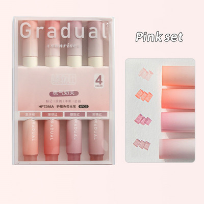 Set de 4 pixuri de evidențiere pentru răsărit treptat de soare, marcator de căptușeală de culoare ușoară, pentru desen, pictură, birou, școală A7160