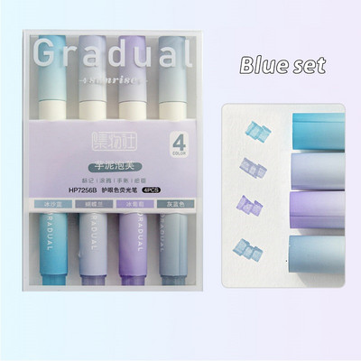 Set de 4 pixuri de evidențiere pentru răsărit treptat de soare, marcator de căptușeală de culoare ușoară, pentru desen, pictură, birou, școală A7160