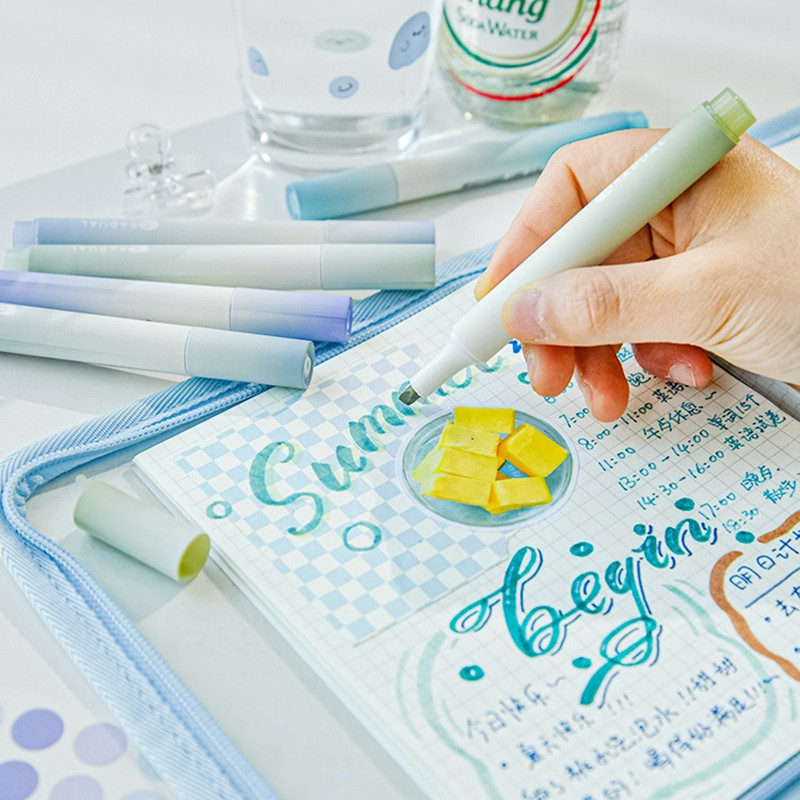 Set de 4 pixuri de evidențiere pentru răsărit treptat de soare, marcator de căptușeală de culoare ușoară, pentru desen, pictură, birou, școală A7160