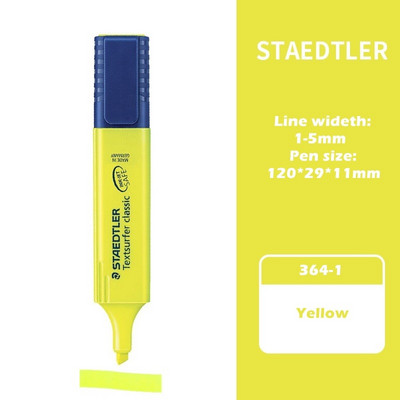 1kom STAEDTLER Textsurfer Classic 364 Olovka za označavanje 1-5 mm Marker u boji Spot Liner Highlight za papirnati faks Paint Crtež F110