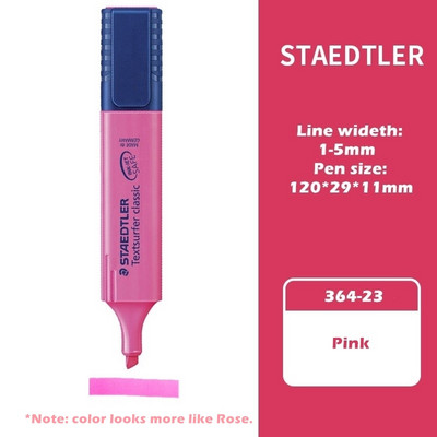 1kom STAEDTLER Textsurfer Classic 364 Olovka za označavanje 1-5 mm Marker u boji Spot Liner Highlight za papirnati faks Paint Crtež F110