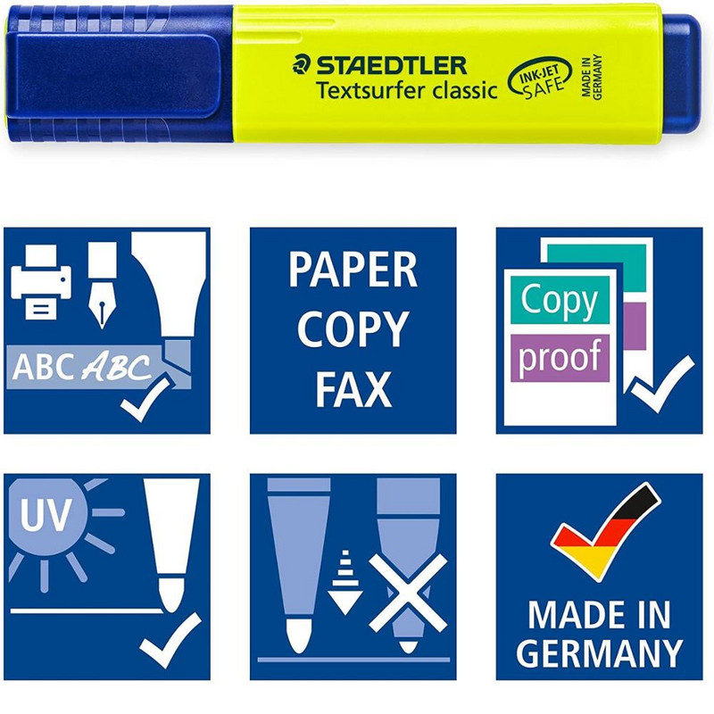 1kom STAEDTLER Textsurfer Classic 364 Olovka za označavanje 1-5 mm Marker u boji Spot Liner Highlight za papirnati faks Paint Crtež F110