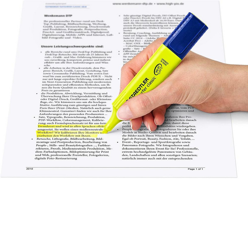 1kom STAEDTLER Textsurfer Classic 364 Olovka za označavanje 1-5 mm Marker u boji Spot Liner Highlight za papirnati faks Paint Crtež F110