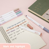 Σετ στυλό 6 χρωμάτων παστέλ επισήμανσης Χαριτωμένος μαρκαδόρος τέχνης για πινέλο Σχολικό Γραφείο Μαθητικής Γραφικής Εφημερίδας Εφημερίδες Kawaii