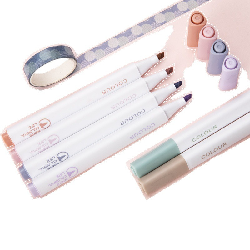 Σετ στυλό 6 χρωμάτων παστέλ επισήμανσης Χαριτωμένος μαρκαδόρος τέχνης για πινέλο Σχολικό Γραφείο Μαθητικής Γραφικής Εφημερίδας Εφημερίδες Kawaii