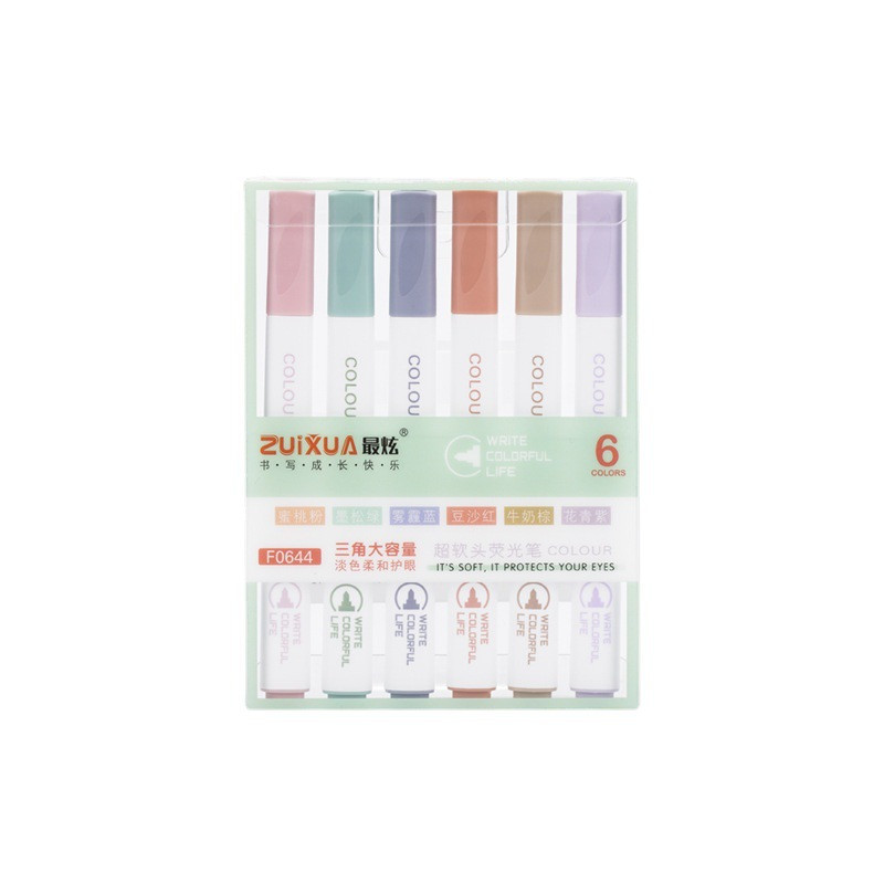 Σετ στυλό 6 χρωμάτων παστέλ επισήμανσης Χαριτωμένος μαρκαδόρος τέχνης για πινέλο Σχολικό Γραφείο Μαθητικής Γραφικής Εφημερίδας Εφημερίδες Kawaii