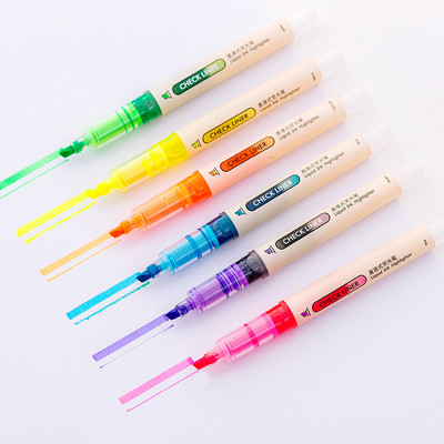 Νέα σχεδίαση μεγάλης χωρητικότητας Straight υγρό highlighter Καθαρά και έντονα χρώματα κίτρινο πορτοκαλί πράσινο μπλε μωβ ροζ 6 χρώματα επιλέξτε