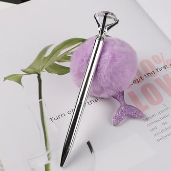 3 τεμάχια Big Crystal Diamond Bling Metal Stens Ballpoint Office School Schools Gifts 1,0mm Refill Roller Writting Ballpoint Stand